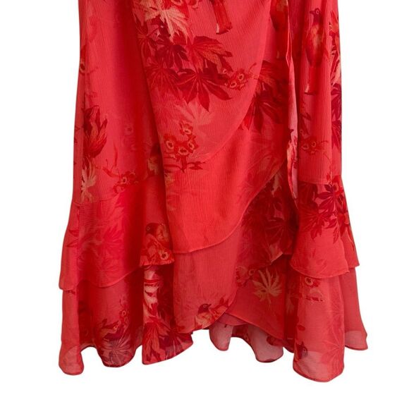 All Saints Ari Sleeveless Nila Mini Wrap Dress Orange and Pink Size 8 NWT - Picture 10 of 15